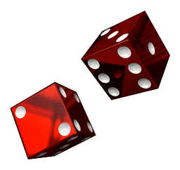 A pair of dice representing gambling.