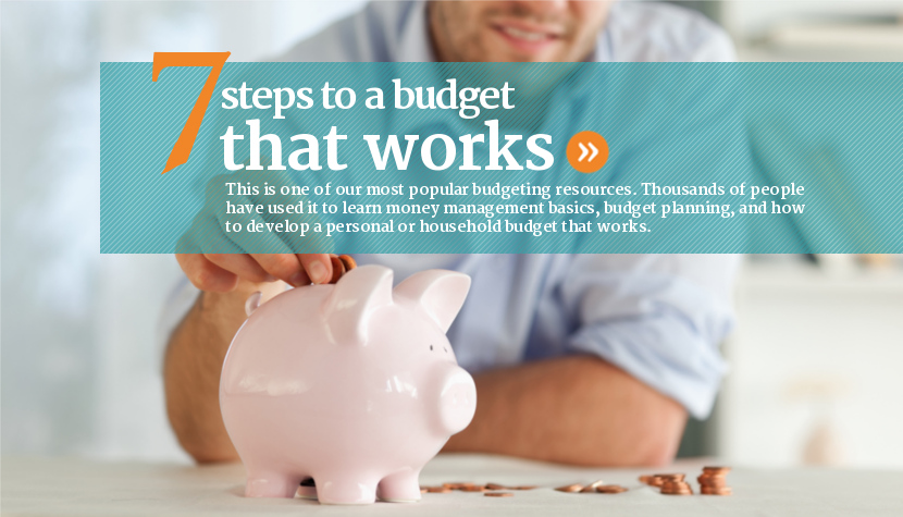 Seven steps to budget planning and creating a personal or household budget that works.
